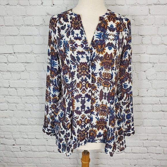 SANCTUARY White Blue wine floral peasant blouse XS - Picture 1 of 6